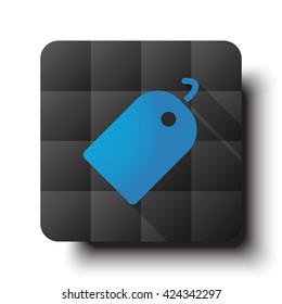 Flat Tag icon on black app button with drop shadow