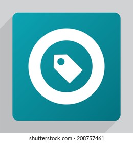 flat tag icon, white on green background 