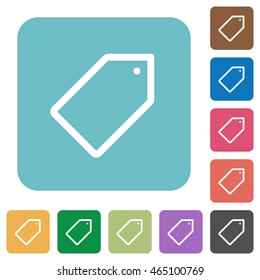 Flat tag icons on rounded square color backgrounds.
