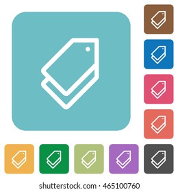 Flat tags icons on rounded square color backgrounds.
