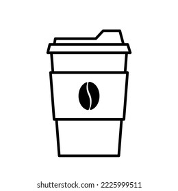 Flat Takeaway Paper Glass of Coffee, Cappuccino, Espresso, Americano, Latte Beverage Illustration with Editable Line