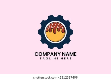 Takoyaki plano y marcha ingeniería mecánica plantilla de icono de diseño vectorial