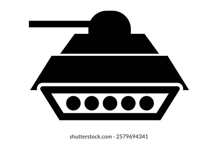 Flat tank vector icon. Black flat style modern silhouette of web site design. Military vehicle tank sign vector icon isolated on white background. Vector illustration.