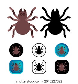 Flat Tarantula Spider Icon Collection