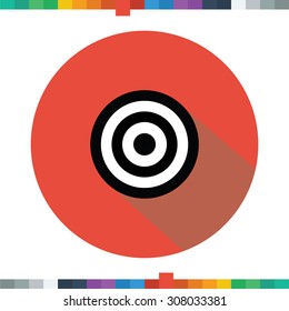 Flat target icon in a cercle with a long shadow.