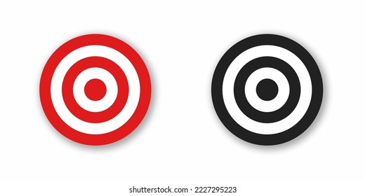 Flat target icon in red color . Hit the target  . 10 EPS. Targets illustration with shadow. 