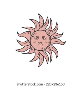flat tarot sun design over white over white