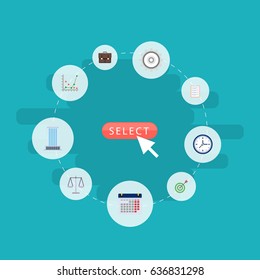 Flat Task List, Diagram, Libra And Other Vector Elements. Set Of Career Flat Symbols Also Includes Schedule, Diagram, Goal Objects.