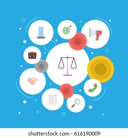 Flat Task List, Office, Loudspeaker And Other Vector Elements. Set Of Career Flat Symbols Also Includes Deal, Partnership, Handset Objects.