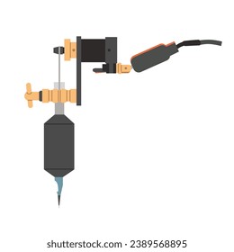 Flat tattoo machine for professional artist. Salon equipment for tattooist. Gun for painting on body by ink. Art device for tattoing on skin