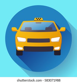 Flat Taxi car cartoon icon vector illustration