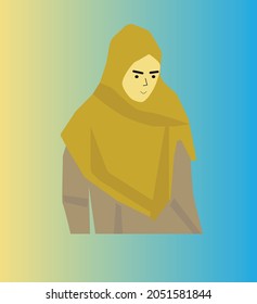 flat teacher hijab vector, potrait mode