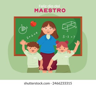 Flat teacher's day illustration in spanish