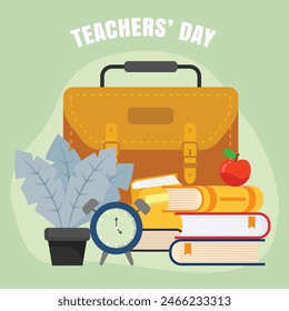 Flat teacher's day social media post. Vector illustration