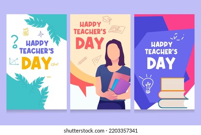 flat teachers' day vertical poster template