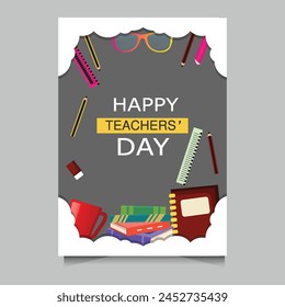 Flat teachers day vertical poster template