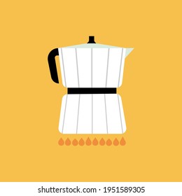 Flat teapot. A kettle with fire. Fire. Decorative kitchen kettle, household utensils. Vector flat cartoon illustration.