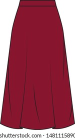 Flat technical sketch of skirt
