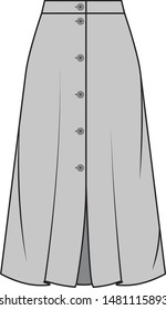 Flat technical sketch of skirt