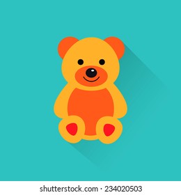 Flat Teddy Bear Icon, Vector