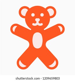 Flat teddy bear pixel perfect vector icon