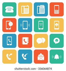 Flat Telephone Icons