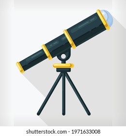 Flat Telescope Astronomy Design Cartoon Style Isolated Drawing