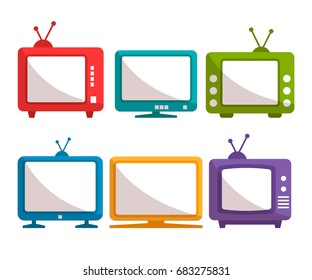 Flat Television Collection Vector Icon Set