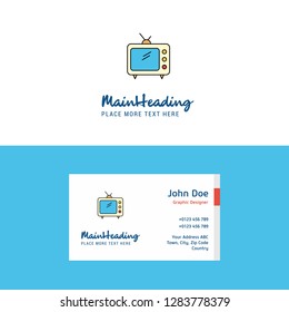 Flat Television  Logo and Visiting Card Template. Busienss Concept Logo Design