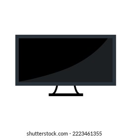 Flat television. Modern TV. Black screen. Electronic equipment and monitor.