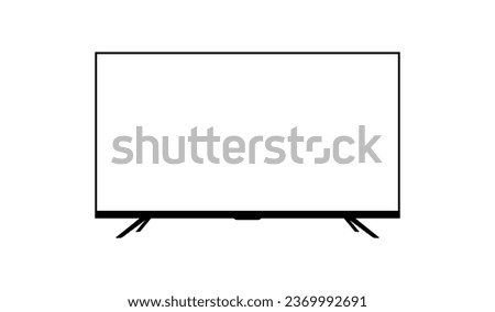Flat Television White Screen Mockup TV Stand Vector Illustration