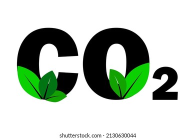 Plantilla plana con hojas de co2 para el diseño de concepto. Diseño de logotipo. Concepto de ecología. Ilustración vectorial. imagen de stock.