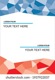 Flat template design of pamphlet or flyer red and blue