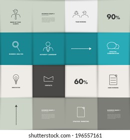 Flat template. Infographic square panel, chart.