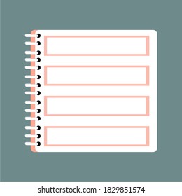 Flat template notebook. Diary for business. Office stationery items. Vector illustration. Notepad flat design writing concept.