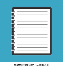Flat template notebook. Diary for business. Notebook cover design. Office stationery items. Vector illustration.