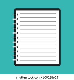 Flat template notebook. Diary for business. Notebook cover design. Office stationery items. Vector illustration.