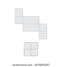 
Flat template for printed packaging. Shows cuts, folds and graphic placement for a flawless final product. Small mockup included. Vector.