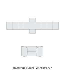 
Flat template for printed packaging. Shows cuts, folds and graphic placement for a flawless final product. Small mockup included. Vector.