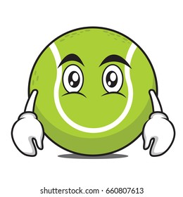 Flat tennis ball cartoon character vector illustration