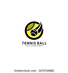 Flat Tennis Ball Emblem logo template