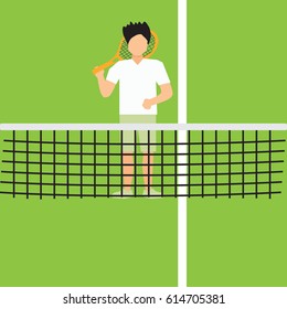 Flat Tennis Player illustration