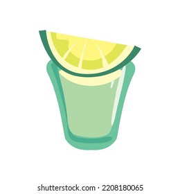 tequila plana con una tajada de limón
