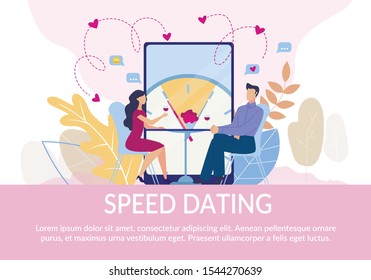 Flat Text Poster Inviting Lonely People on Speed Dating. 