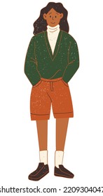 
Flat Textured Light Academia Girl Wearing Turtleneck And Sweater Vector