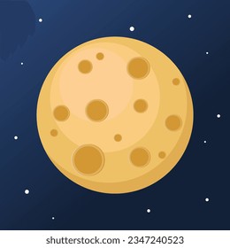 Ilustración de diseño de la luna amarilla de textura plana. Diseño de vectores