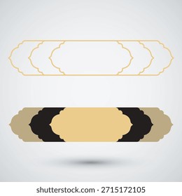 Línea de marco de estilo tailandés plano decorativo tailandés de lujo de oro vintage ornamento arco islámico
