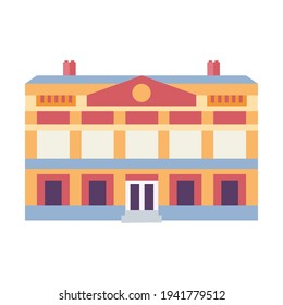 Flat theater icon inspired by Novi Sad hungurian theatre. Popular serbian landmark in Vojvodina province.