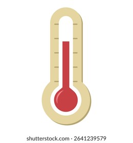 Flat Thermometer Icon Showing High Temperature - Heat and Fever Concept Illustration