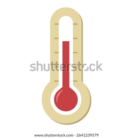 Flat Thermometer Icon Showing High Temperature - Heat and Fever Concept Illustration